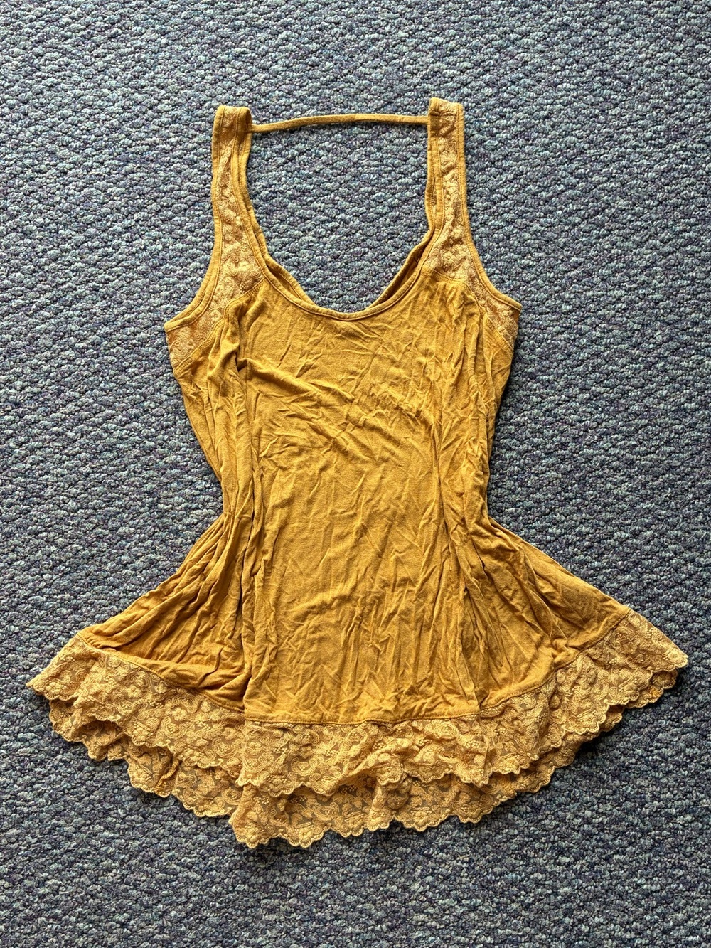 American Eagle Mustard Lace-Trim Tank Top